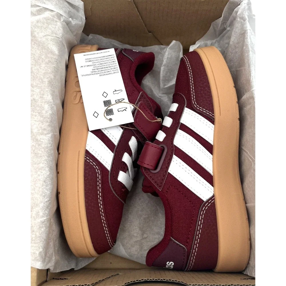 Adidas Little Boys Breakbase C Slip-on Shoes Size 13 Collegiate Burgundy White